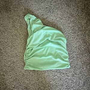 Mint Green One-Shoulder Crop Top
